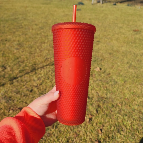 starbucks red matte studded tumbler